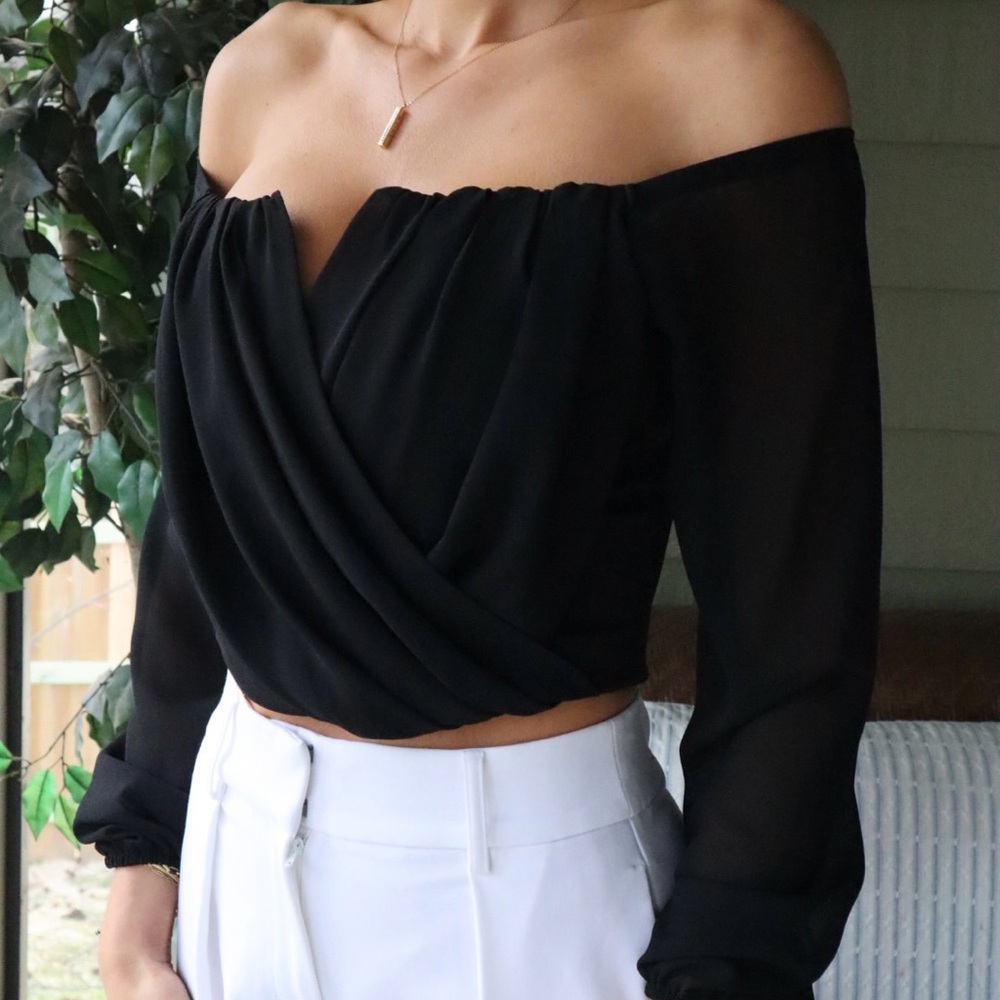 Elegant Black Off-Shoulder Women's Top